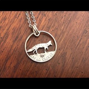 🦊 EUC fox necklace hand cut from US dime 🦊